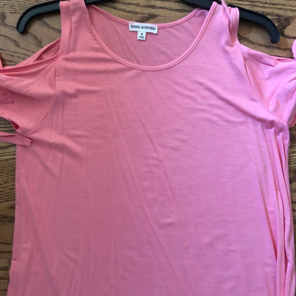 Pretty PInk Blouse with open shoulders & ties